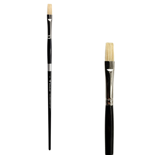 Trekell Trekell Hog Bristle Long Handle Artist Brush, size #4 Flat, ideal for Oil and Acrylic Painting