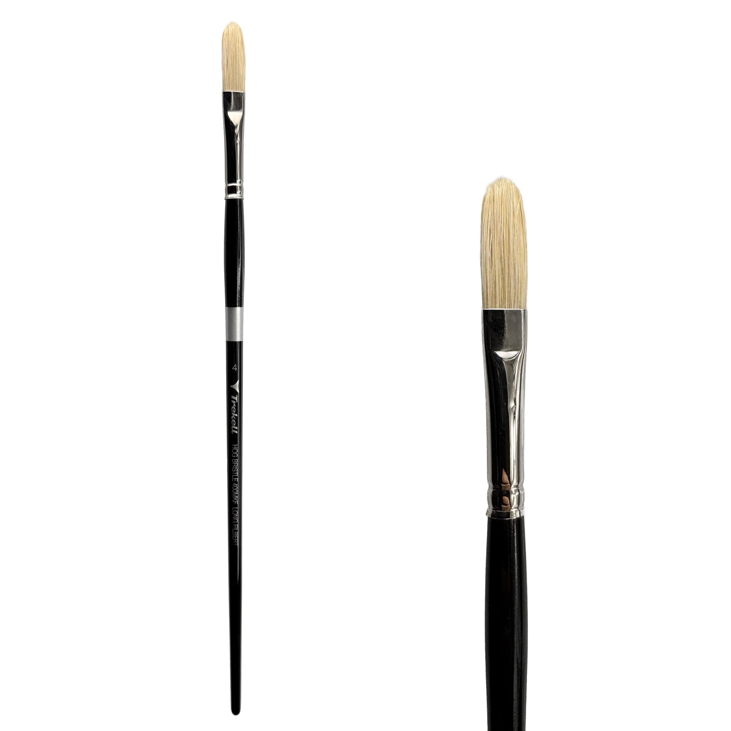 Trekell Trekell Hog Bristle Long Handle Artist Brush, size #4 Long Filbert, ideal for Oil and Acrylic Painting