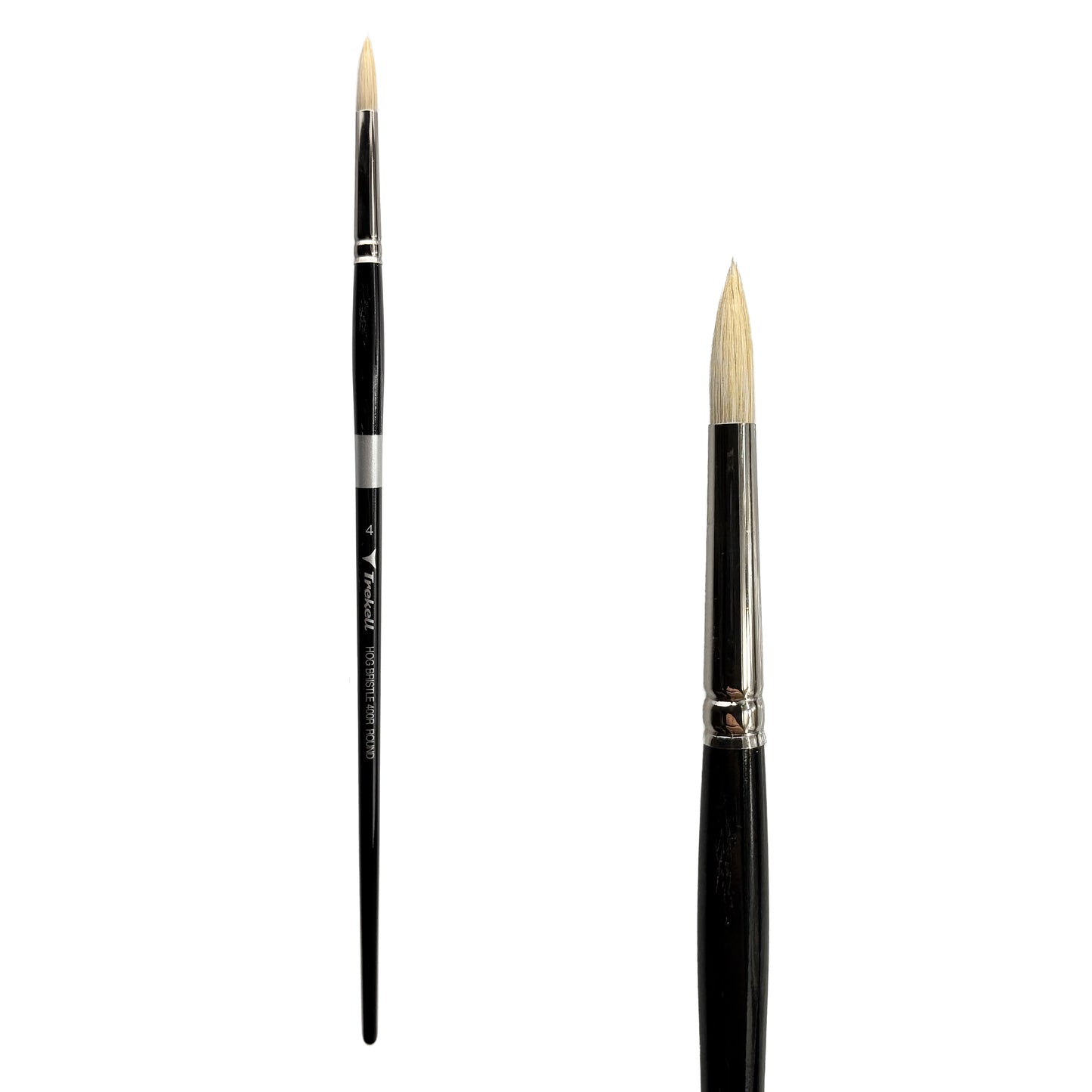 Trekell Trekell Hog Bristle Long Handle Artist Brush, size #4 Round, ideal for Oil and Acrylic Painting