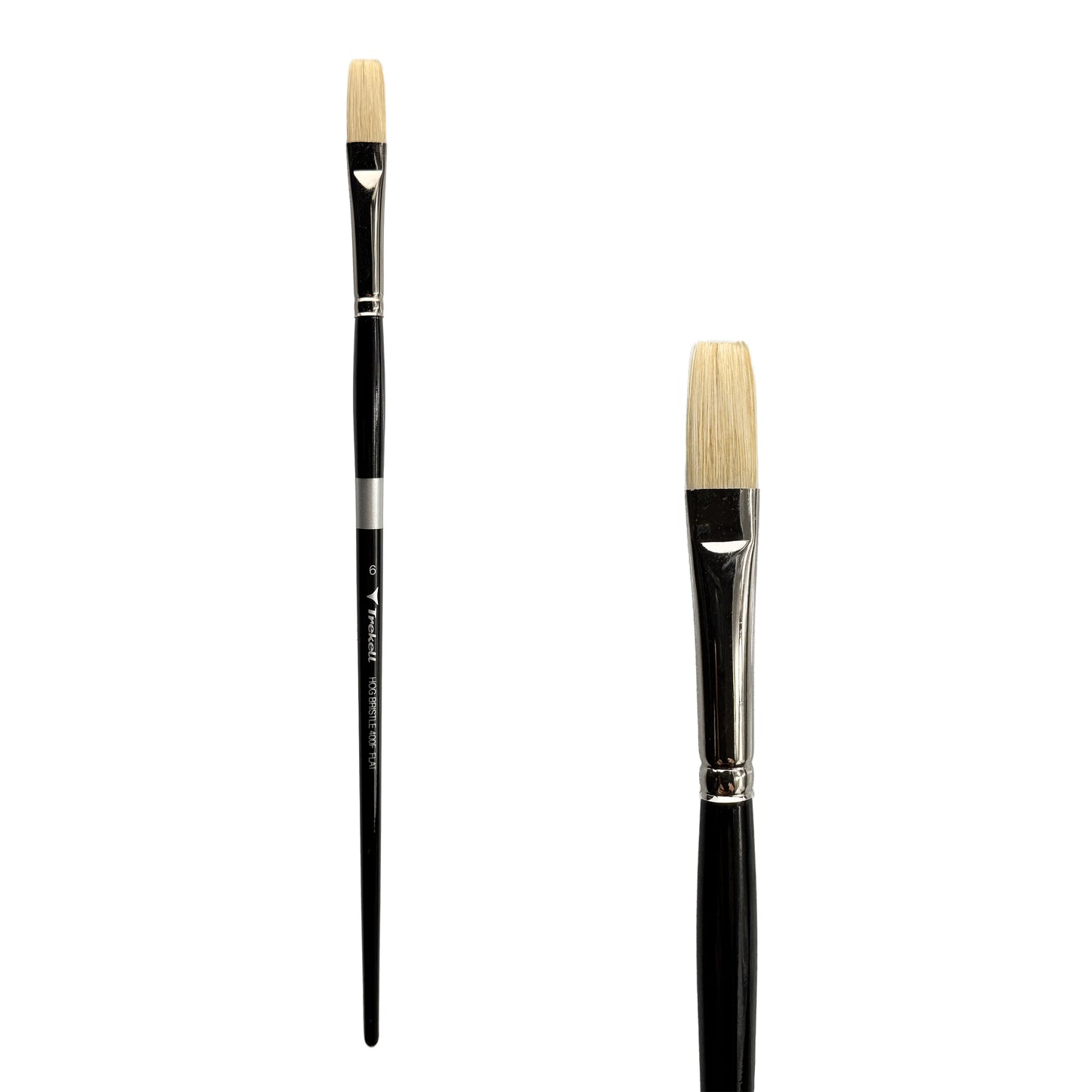 Trekell Trekell Hog Bristle Long Handle Artist Brush, size #6 Flat, ideal for Oil and Acrylic Painting