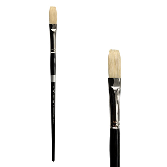 Trekell Trekell Hog Bristle Long Handle Artist Brush, size #8 Long Flat, ideal for Oil and Acrylic Painting