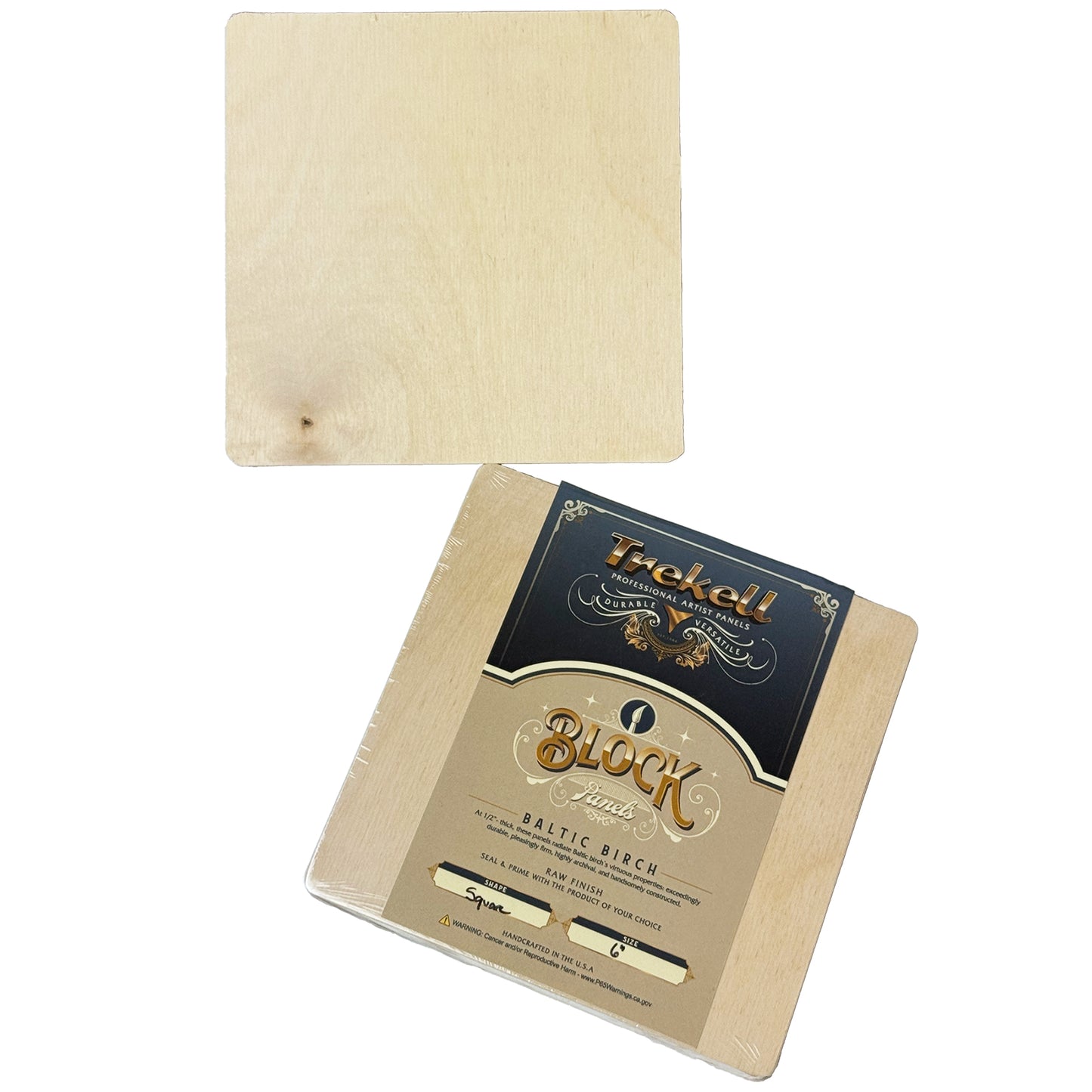Trekell Raw Wood Block Panel - 1/2" Baltic Birch Wooden Painting Canvas