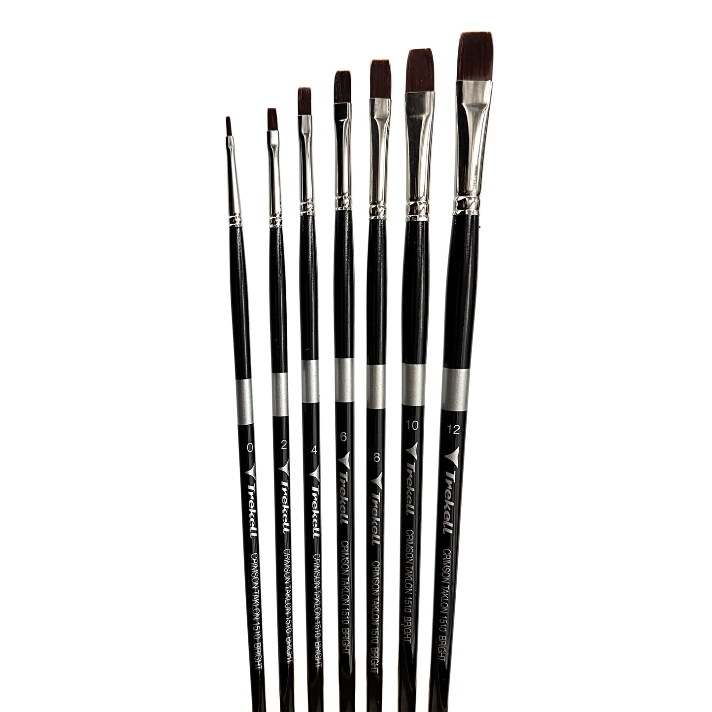 Trekell Crimson Taklon Long Handle Artist Brush - Complete Set - Bright