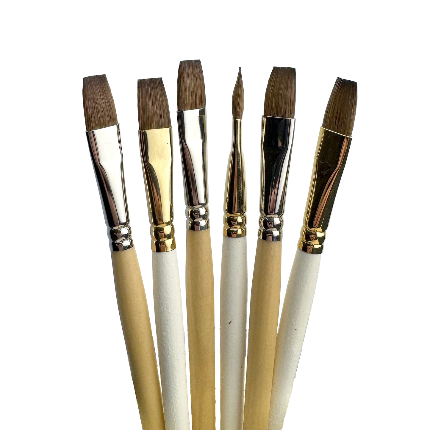 Trekell "Not Too Bad" Natural Hair 6-Pack Artist Brush Sets - For Oil and Watercolor Painting