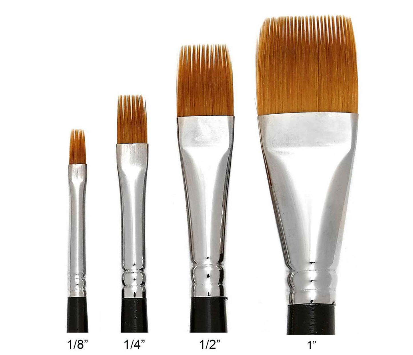 Trekell Golden Taklon All Media synthetic artist paint brushes for oil, acrylic watercolor, ink, gouache, enamel paint synthetic bristles vegan friendly short handle grainer