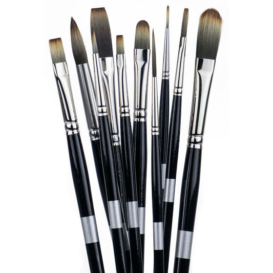 Spectrum Artist Brushes Trekell Art Supplies Synthetic vegan friendly smooth bristles sharp edges for oil, acrylic, watercolor, ink, gouache, enamel paint long handle