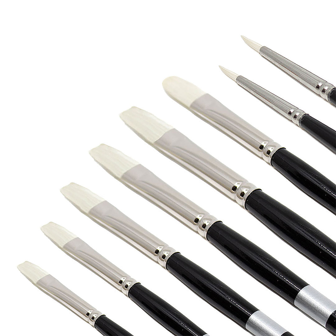 Kim VanDerHoek 8 Piece Artist Brush Set Trekell Art Supplies Opal Brushes for oil and acrylic paint synthetic vegan friendly