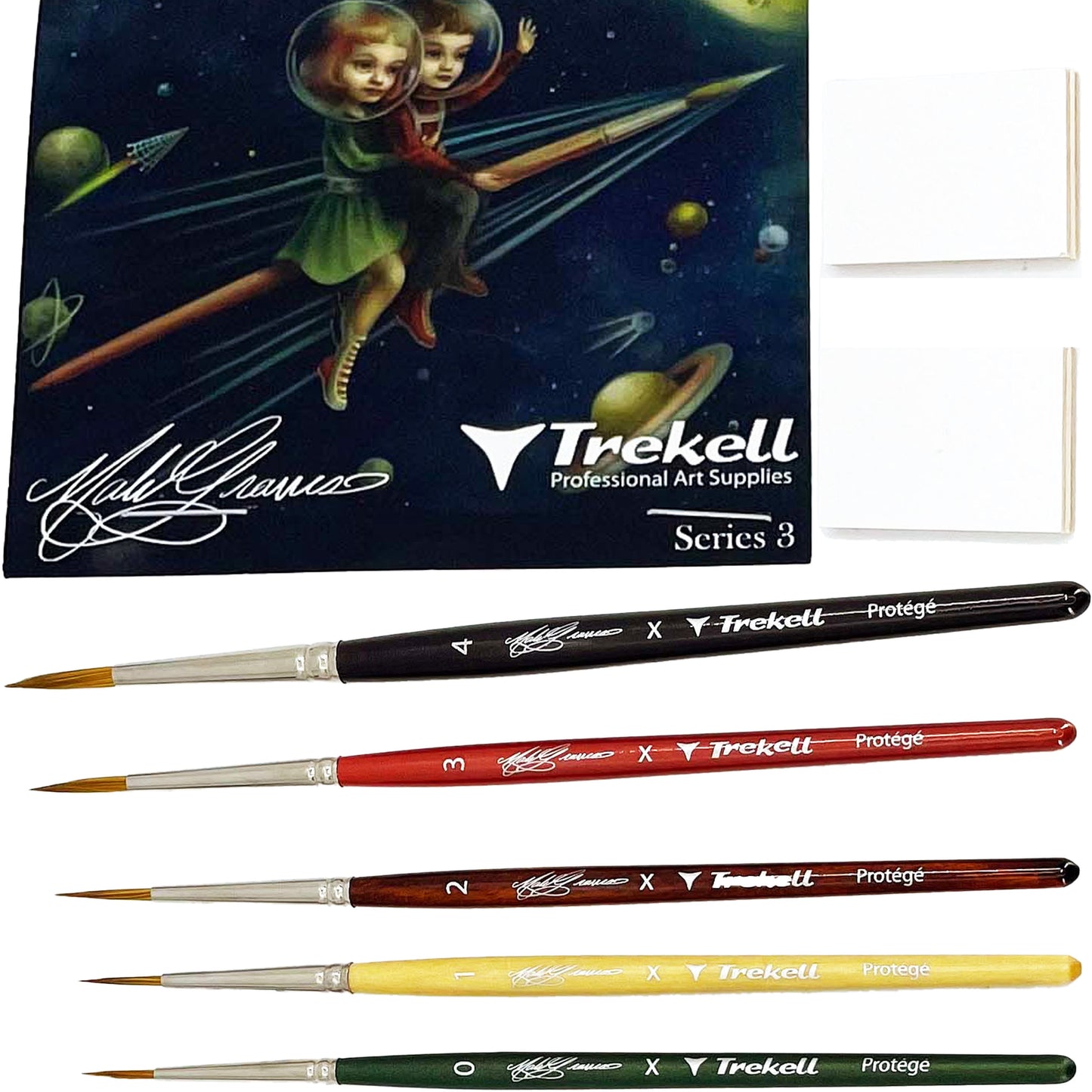 Mab Graves Miniature Artist Brush + Panel Set For All Media Oil Acrylic Watercolor Gouache Ink Enamel Paint Synthetic Vegan Friendly Trekell Art Supplies