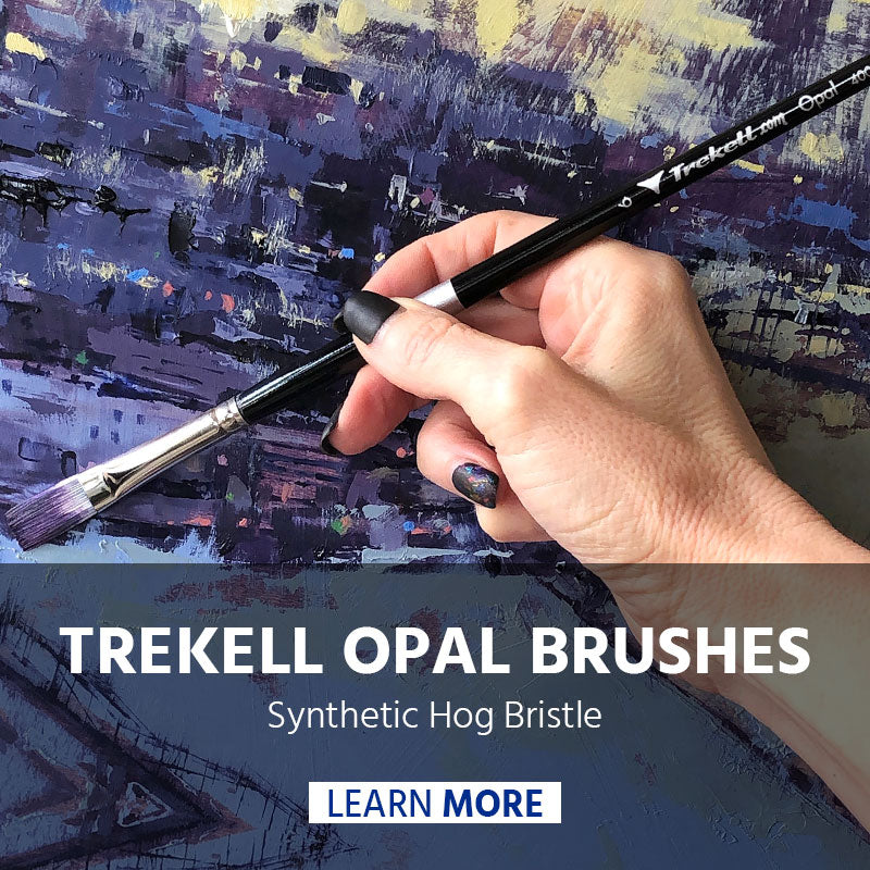 Trekell Art Supplies Opal Synthetic Hog Bristle Long Handle Brush Series
