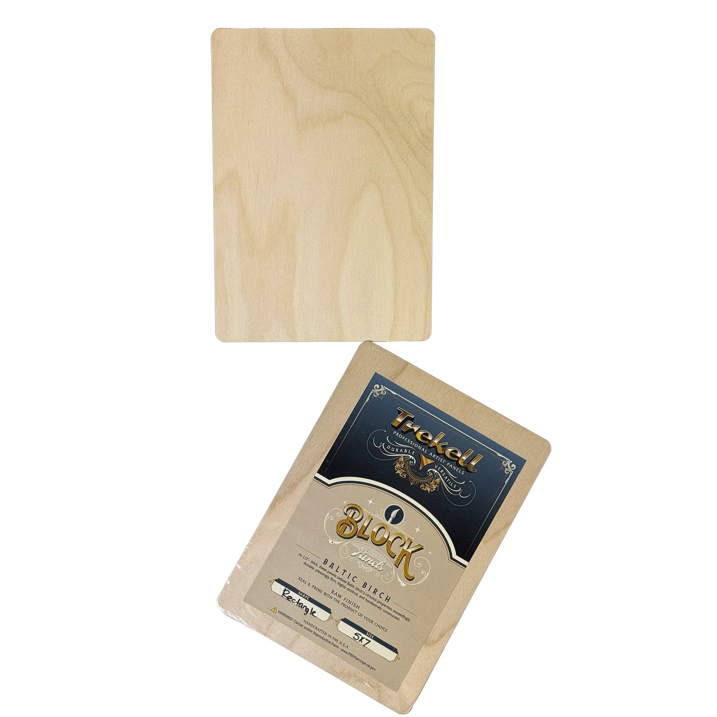 Trekell Raw Wood Block Panel - 1/2" Baltic Birch Wooden Painting Canvas - 5" x 7"