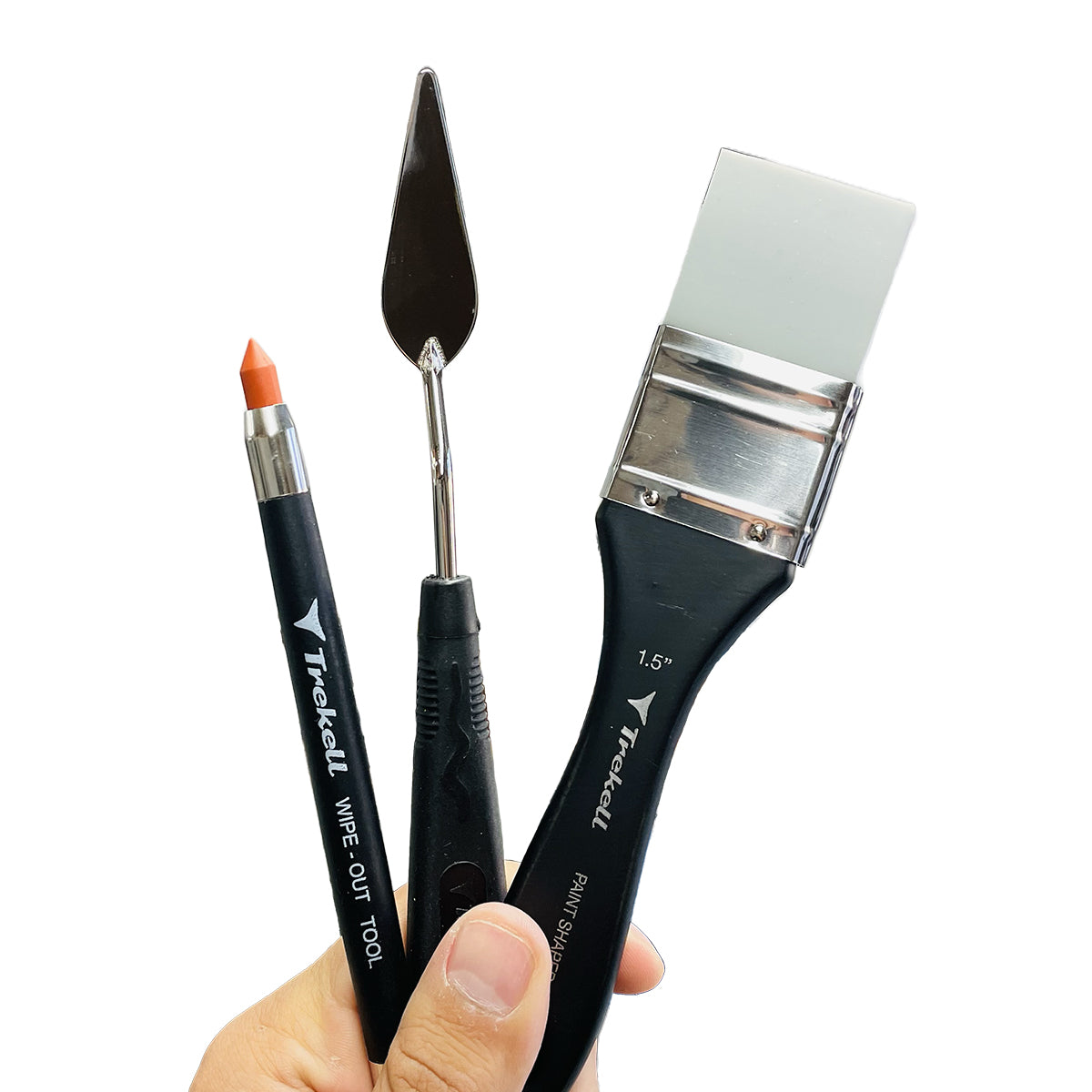 Trekell Alternative Brush 3 Piece Set: Wipe Out Tool, Palette Knife, and #1.5 Paint Shaper