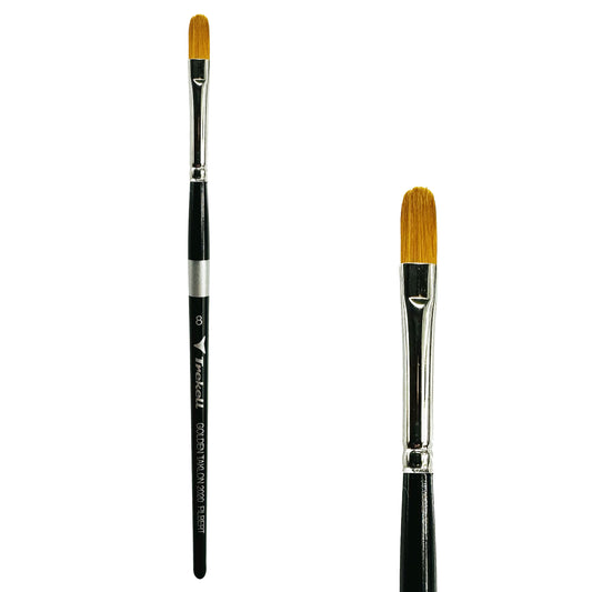 Trekell Golden Taklon Short Handle Artist brush, size #8 Filbert,  ideal for Watercolor, Oil, and Acrylic Painting
