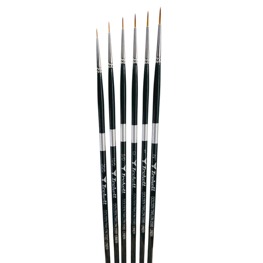 Trekell Golden Taklon Long Handle Artist Brush -  Complete Set - Liner