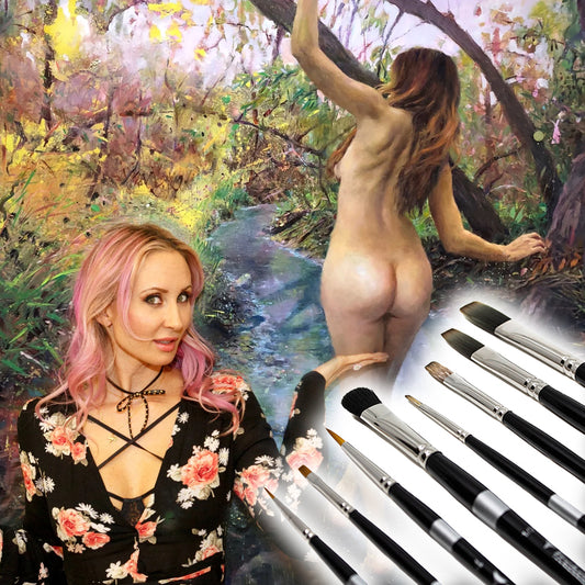 Natalia Fabia 8 Piece Trekell Brush Set Synthetic Vegan-Friendly brushes for detailed, precise work in oil and other painting mediums