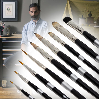 Tony Curanaj 9 Piece Trekell Artist Brush Set For Oil & Acrylic with professional synthetic brushes for precise and versatile painting.