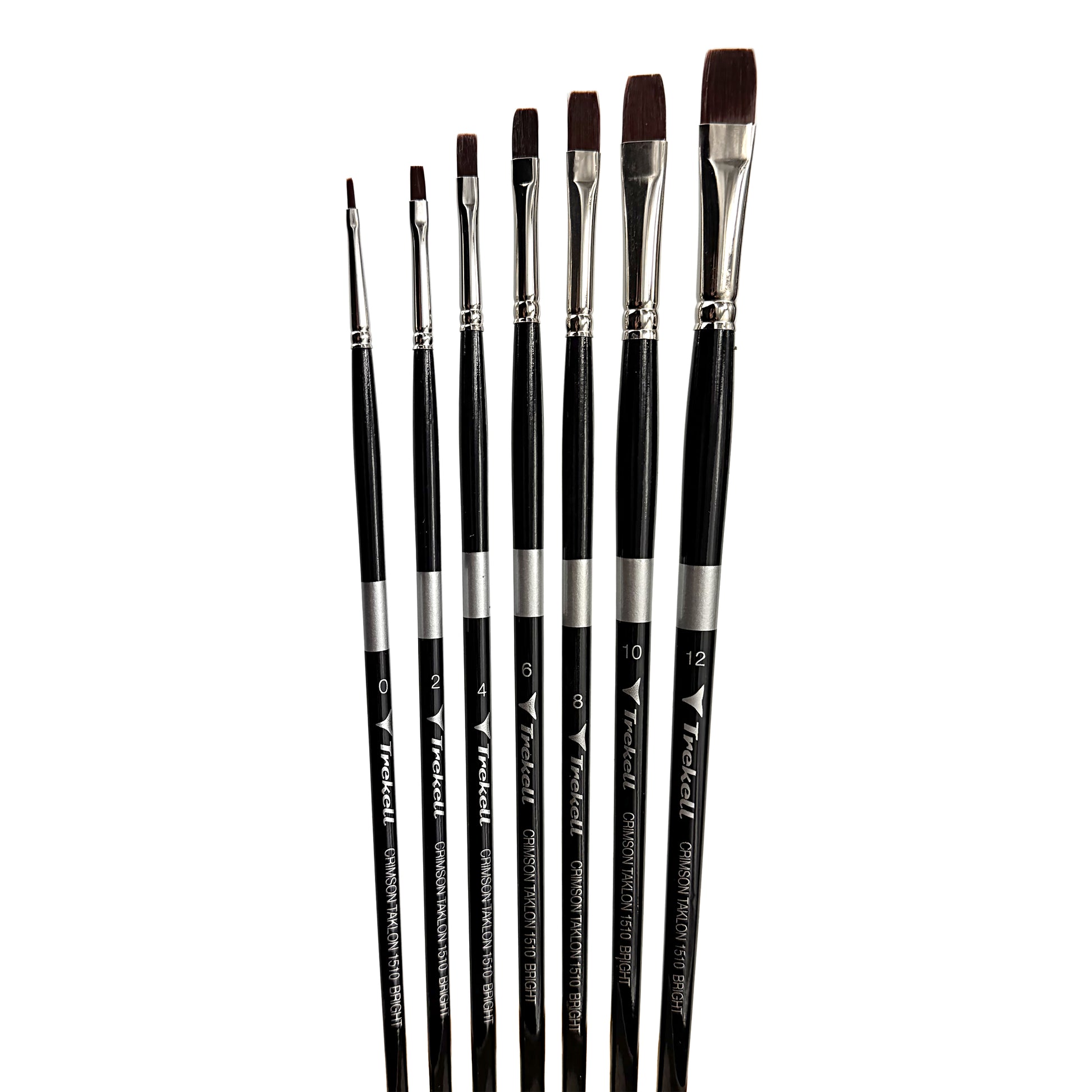 Trekell Crimson Taklon Long Handle Artist Brush, Complete Bright Brush Set, ideal for Watercolor, Oil, and Acrylic Painting