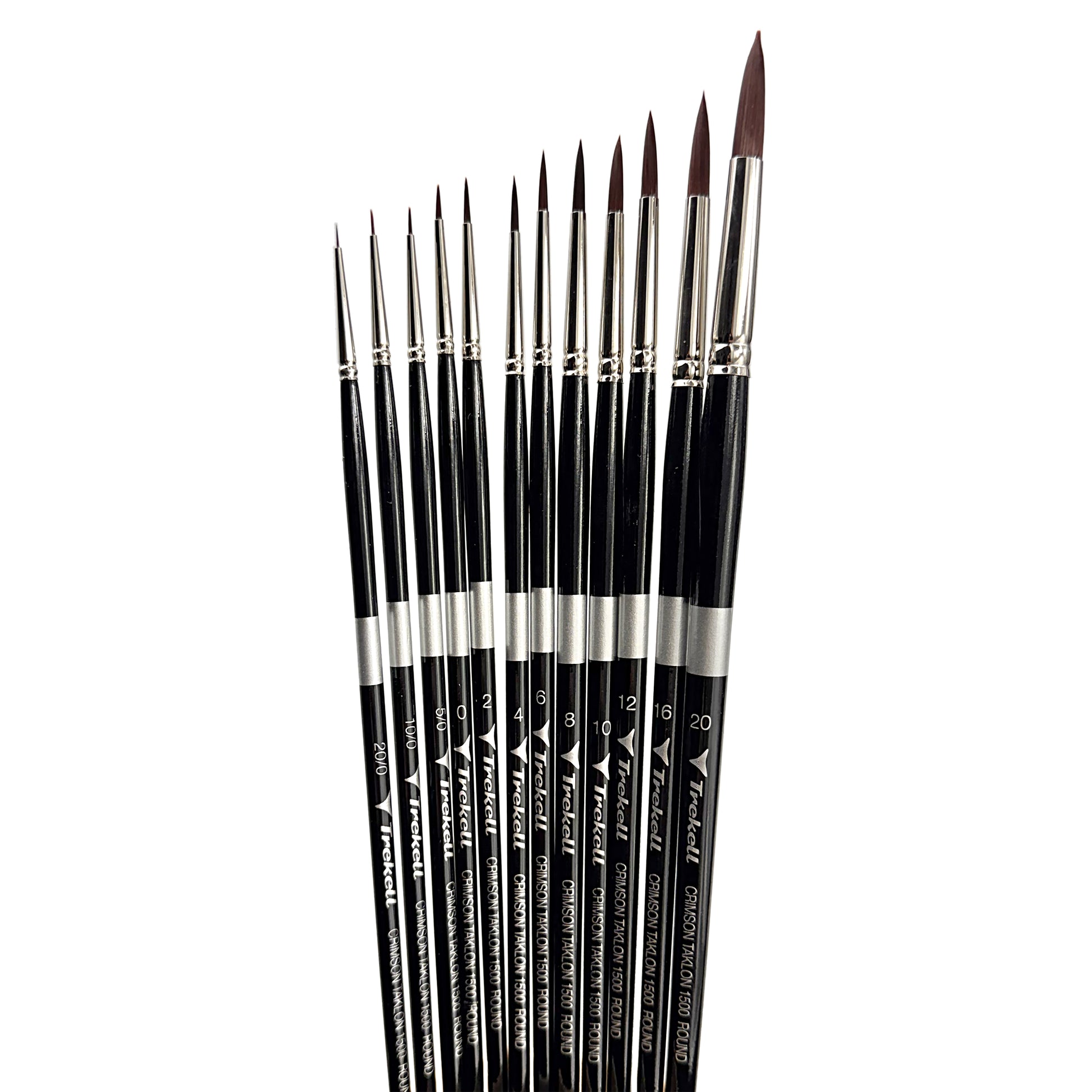 Trekell Crimson Taklon Long Handle Artist Brush, Complete Round Brush Set, ideal for Watercolor, Oil, and Acrylic Painting