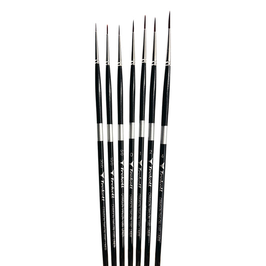 Trekell Crimson Taklon Long Handle Artist Brush, Complete Set, Liner, ideal for Watercolor, Oil, and Acrylic Painting