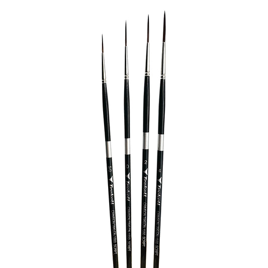 Trekell Crimson Taklon Long Handle Artist Brush, Complete Set, Script/Rigger, ideal for Watercolor, Oil, and Acrylic Painting