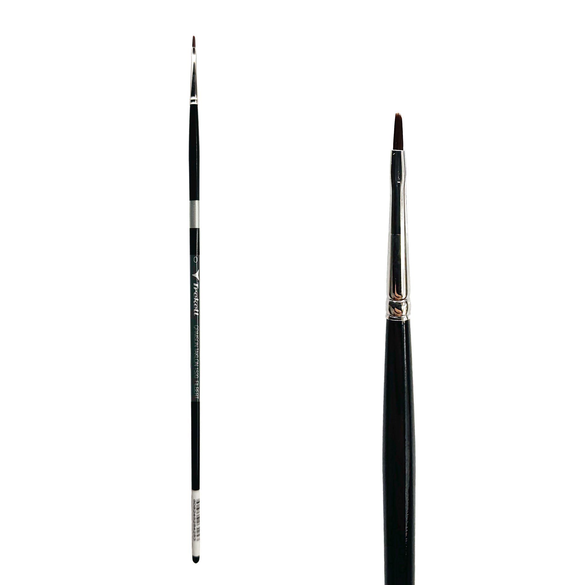 Trekell Crimson Taklon Long Handle Artist Brush, size Size #0 Filbert, ideal for Watercolor, Oil, and Acrylic Painting
