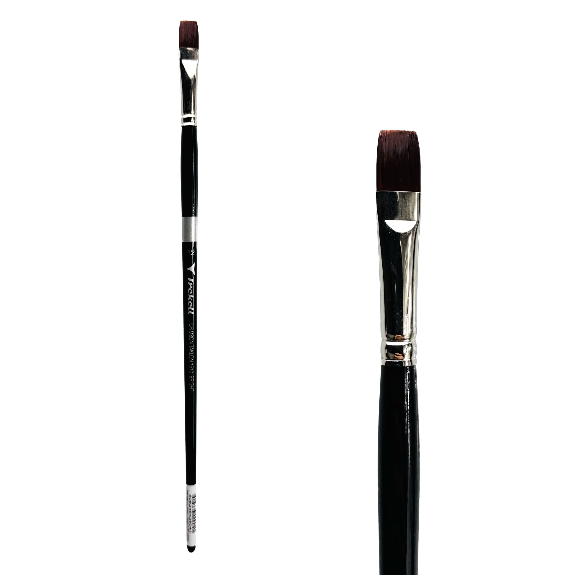 Trekell Crimson Taklon Long Handle Artist Brush, size Size #12 Bright, ideal for Watercolor, Oil, and Acrylic Painting
