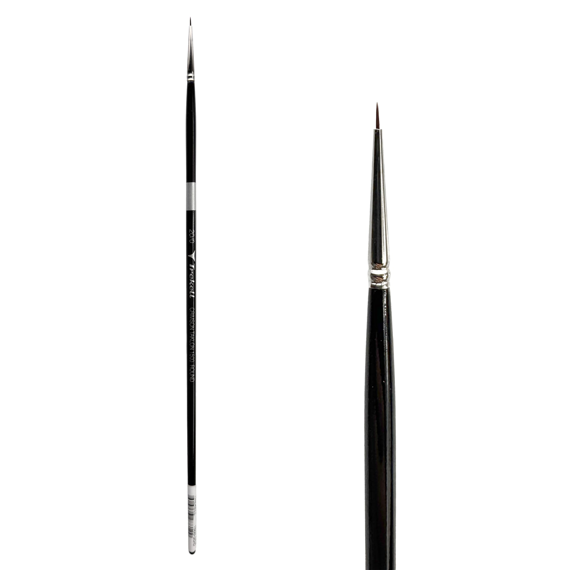 Trekell Crimson Taklon Long Handle Artist Brush, size Size #20/0 Round, ideal for Watercolor, Oil, and Acrylic Painting