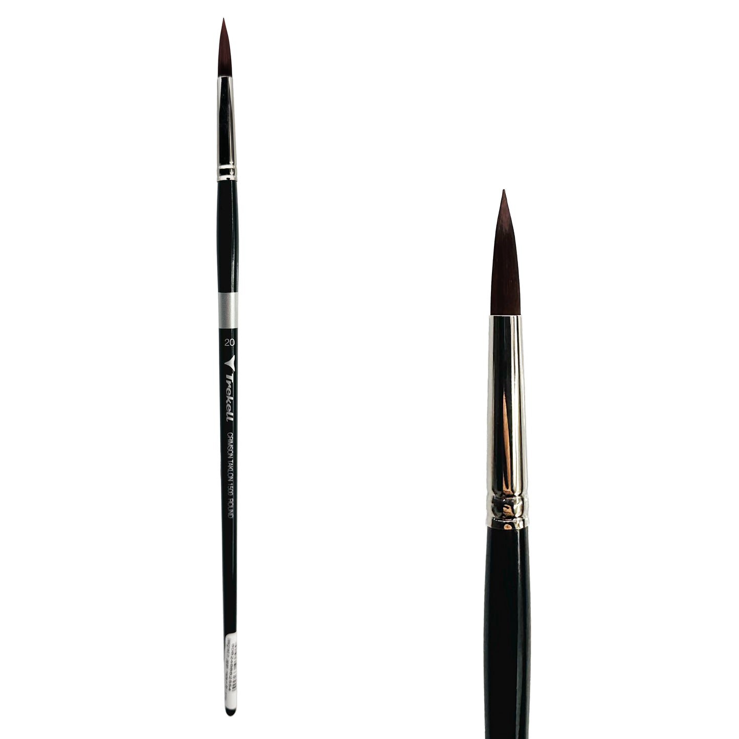 Trekell Crimson Taklon Long Handle Artist Brush, size Size #20 Round, ideal for Watercolor, Oil, and Acrylic Painting