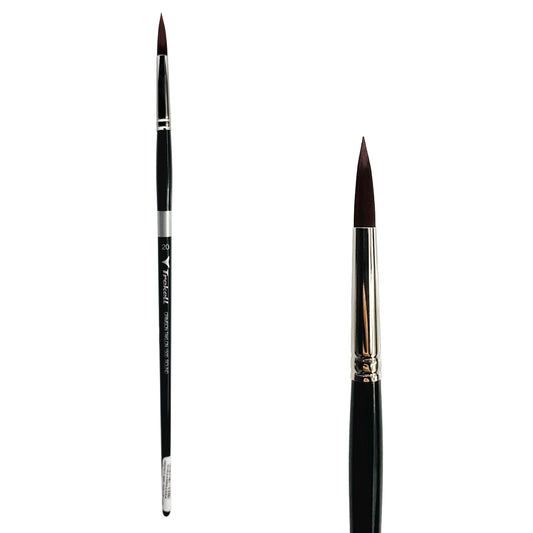 Trekell Crimson Taklon Long Handle Artist Brush, size Size #20 Round, ideal for Watercolor, Oil, and Acrylic Painting