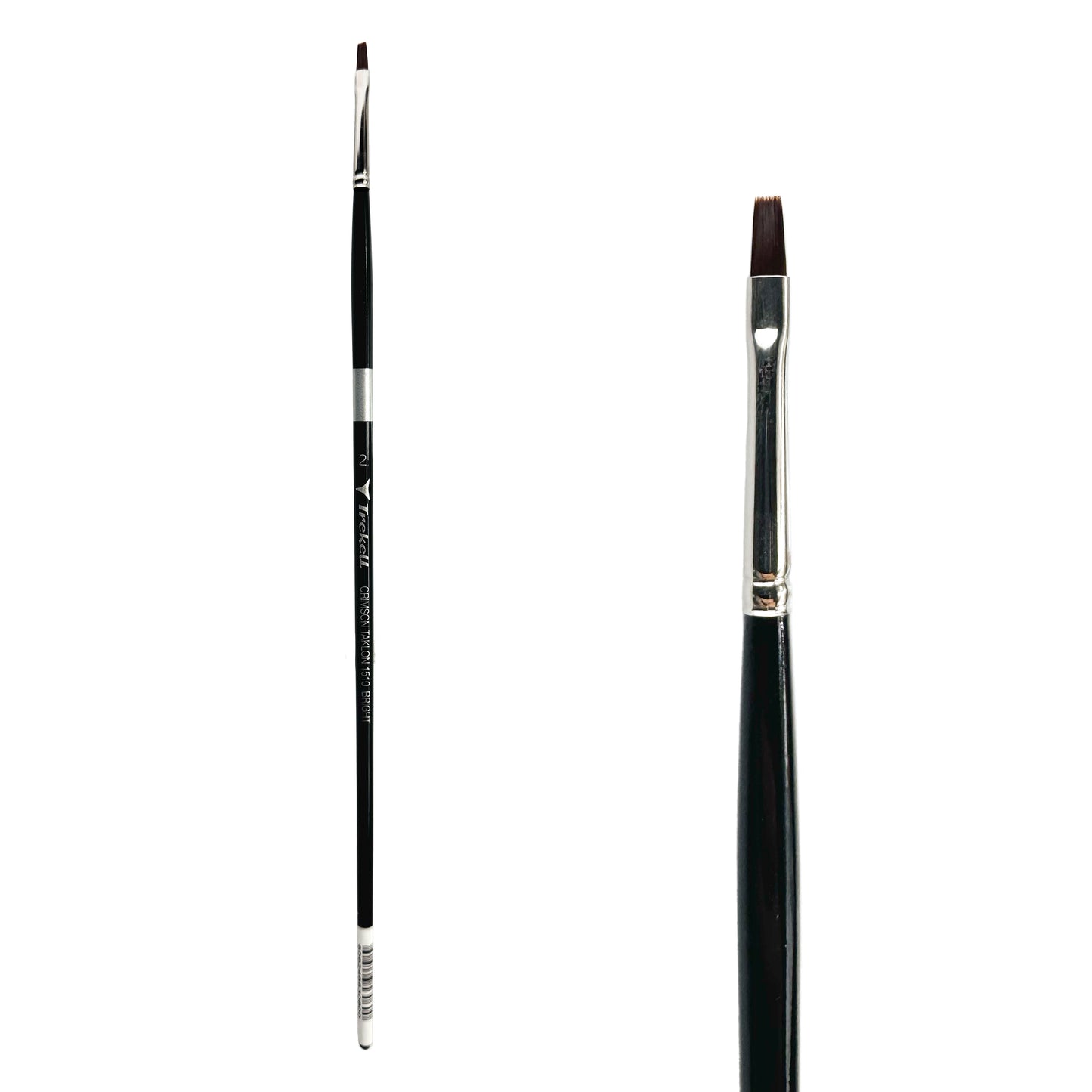 Trekell Crimson Taklon Long Handle Artist Brush, size Size #2 Bright, ideal for Watercolor, Oil, and Acrylic Painting