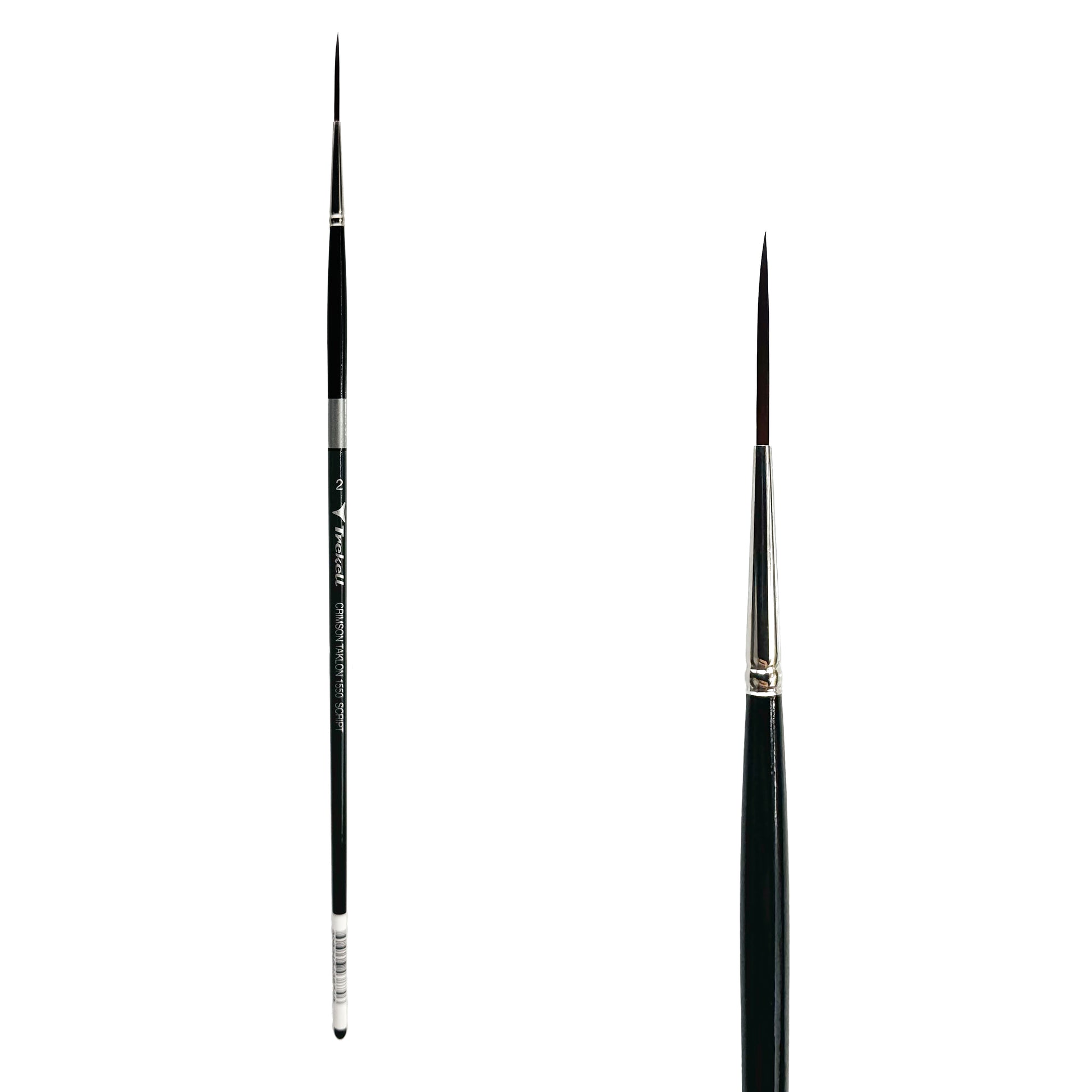 Trekell Crimson Taklon Long Handle Artist Brush, size Size #2 Script/Rigger, ideal for Watercolor, Oil, and Acrylic Painting
