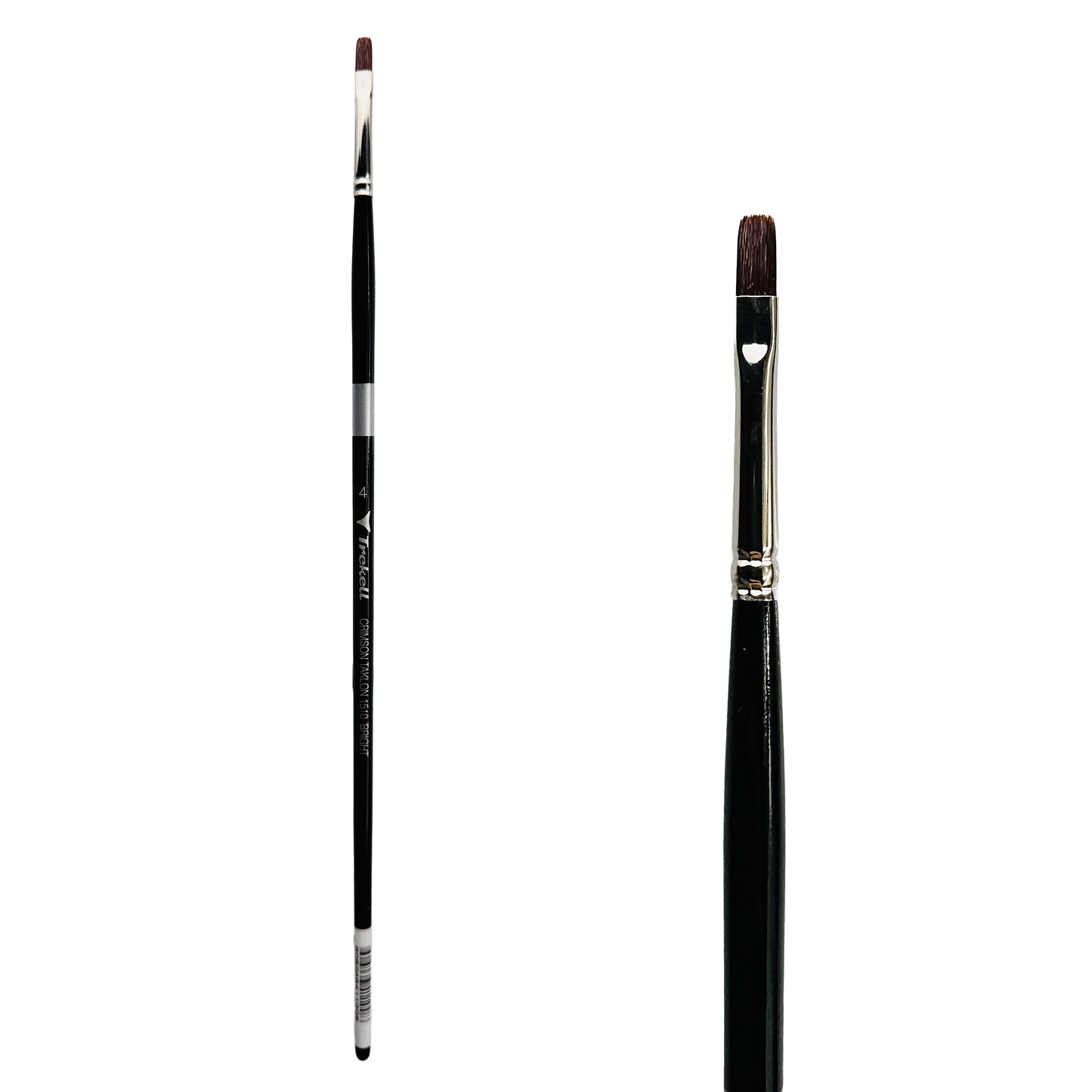 Trekell Crimson Taklon Long Handle Artist Brush, size Size #4 Bright, ideal for Watercolor, Oil, and Acrylic Painting