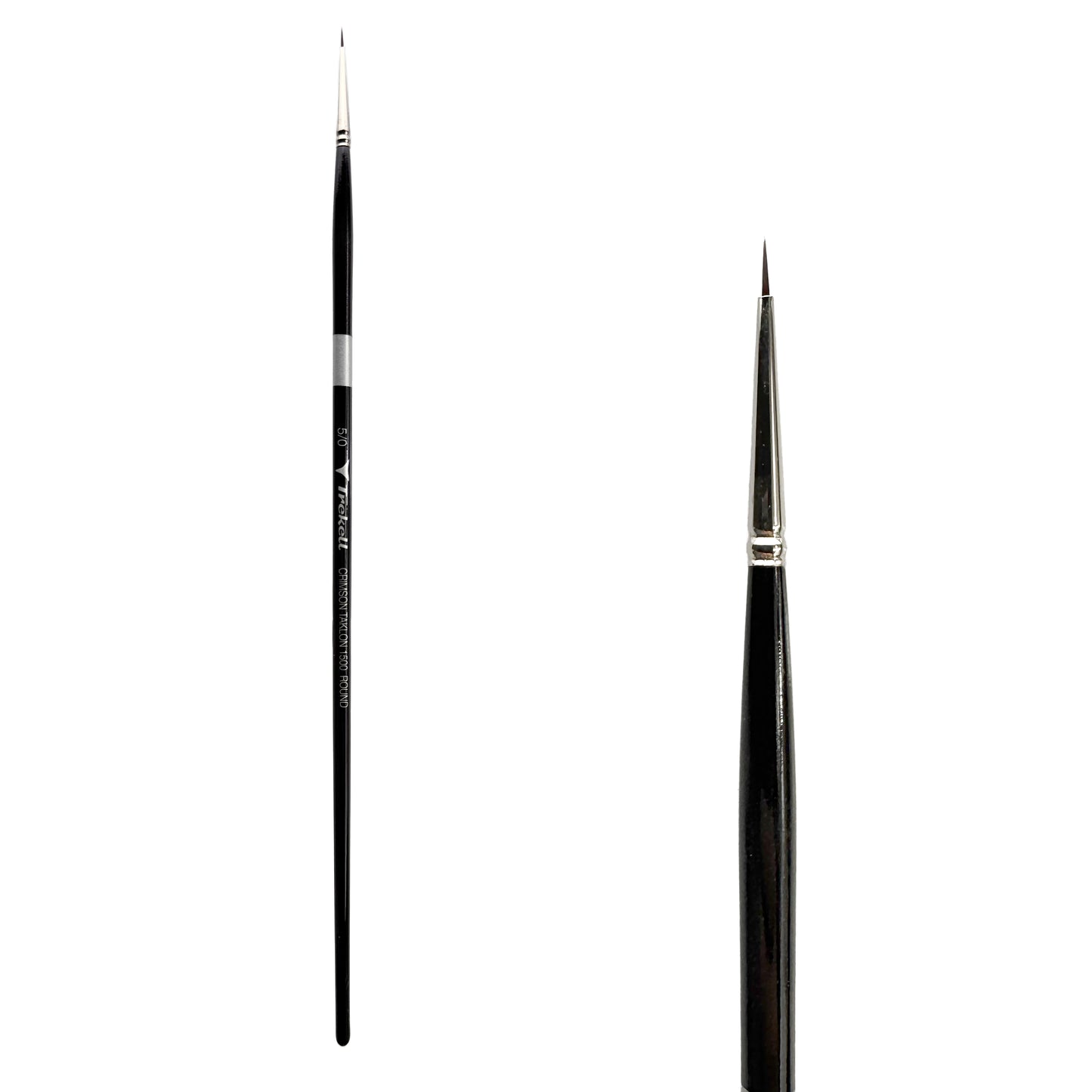 Trekell Crimson Taklon Long Handle Artist Brush, size Size #5/0 Round, ideal for Watercolor, Oil, and Acrylic Painting