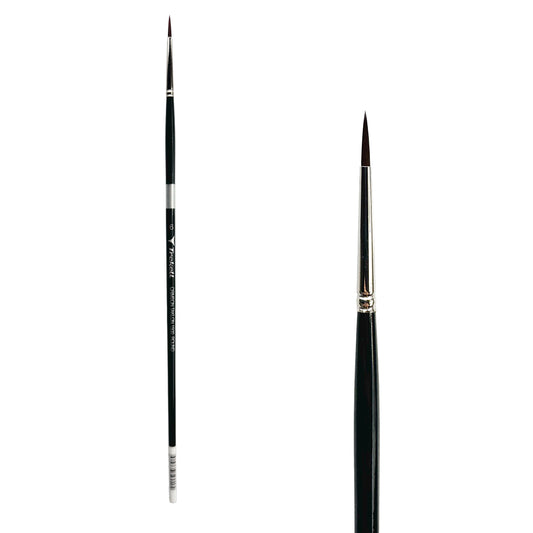 Trekell Crimson Taklon Long Handle Artist Brush, size Size #6 Round, ideal for Watercolor, Oil, and Acrylic Painting