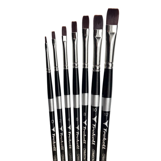 Trekell Crimson Taklon Short Handle Artist Brush, Complete Set, Bright,  ideal for Watercolor, Oil, and Acrylic Painting