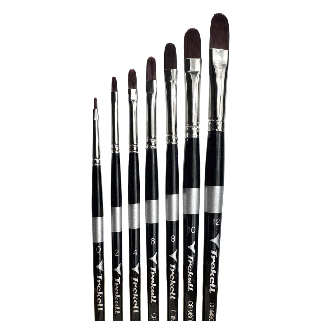 Crimson Taklon Filbert Brush Complete Set – Short Handle | Trekell