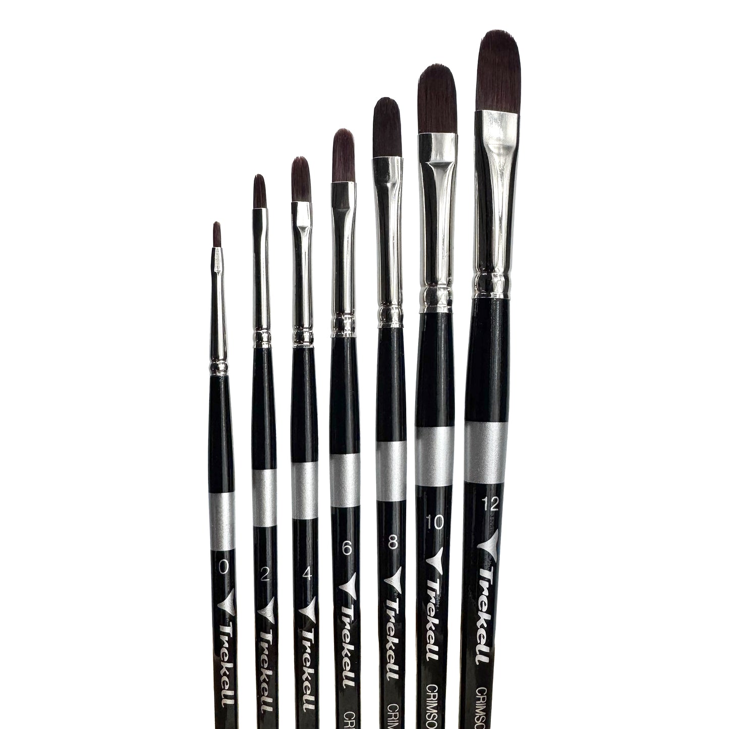 Trekell Crimson Taklon Short Handle Artist Brush -  Complete Set, Filbert