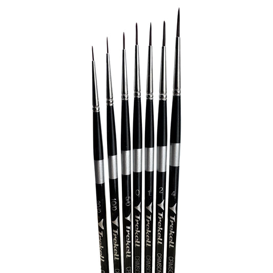 Trekell Crimson Taklon Short Handle Artist Brush, Complete Set, Liner, ideal for Watercolor, Oil, and Acrylic Painting
