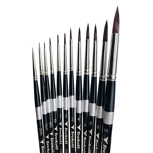 Trekell Crimson Taklon Short Handle Artist Brush, Complete Set, Round,  ideal for Watercolor, Oil, and Acrylic Painting