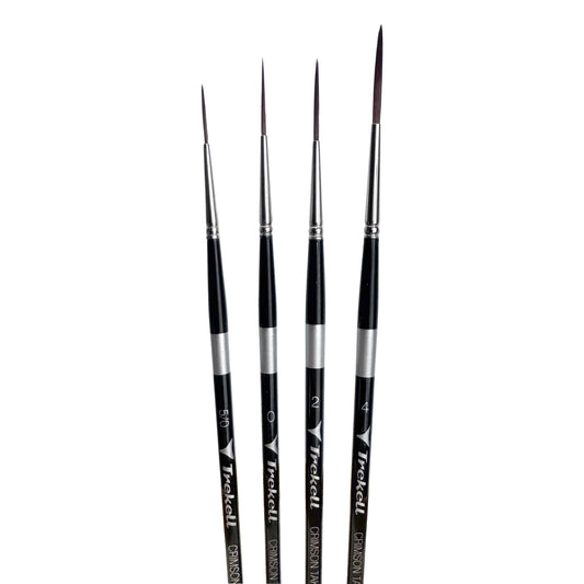 Trekell Crimson Taklon Short Handle Artist Brush, Complete Set, Script/Rigger, ideal for Watercolor, Oil, and Acrylic Painting