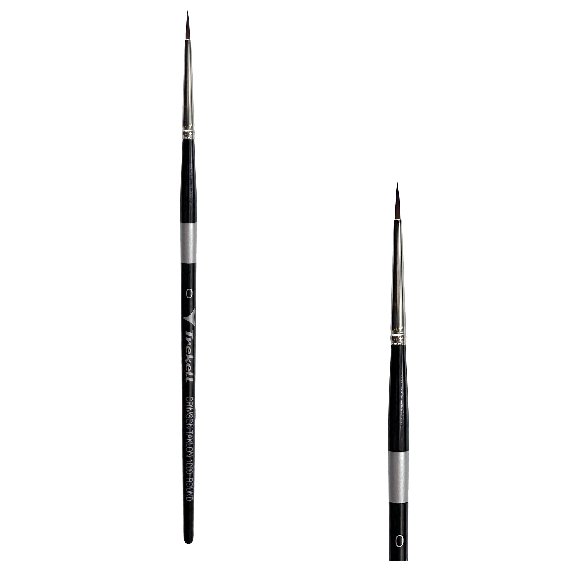Trekell Crimson Taklon Short Handle Artist Brush, size #0 Round, ideal for Watercolor, Oil, and Acrylic Painting
