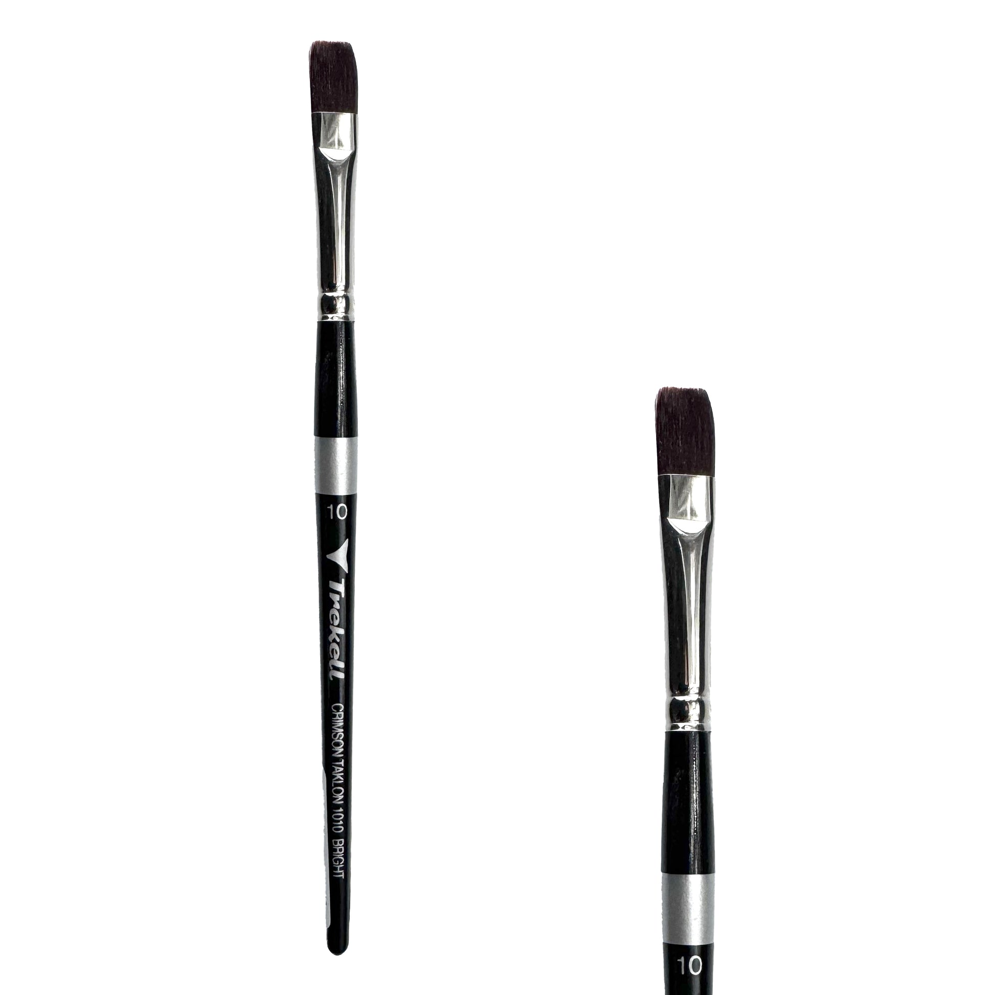 Trekell Crimson Taklon Short Handle Artist Brush, size #10 Bright, ideal for Watercolor, Oil, and Acrylic Painting
