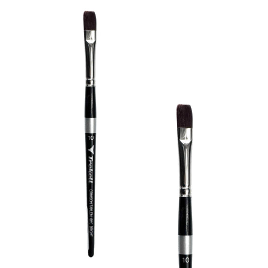Trekell Crimson Taklon Short Handle Artist Brush, size #10 Bright, ideal for Watercolor, Oil, and Acrylic Painting
