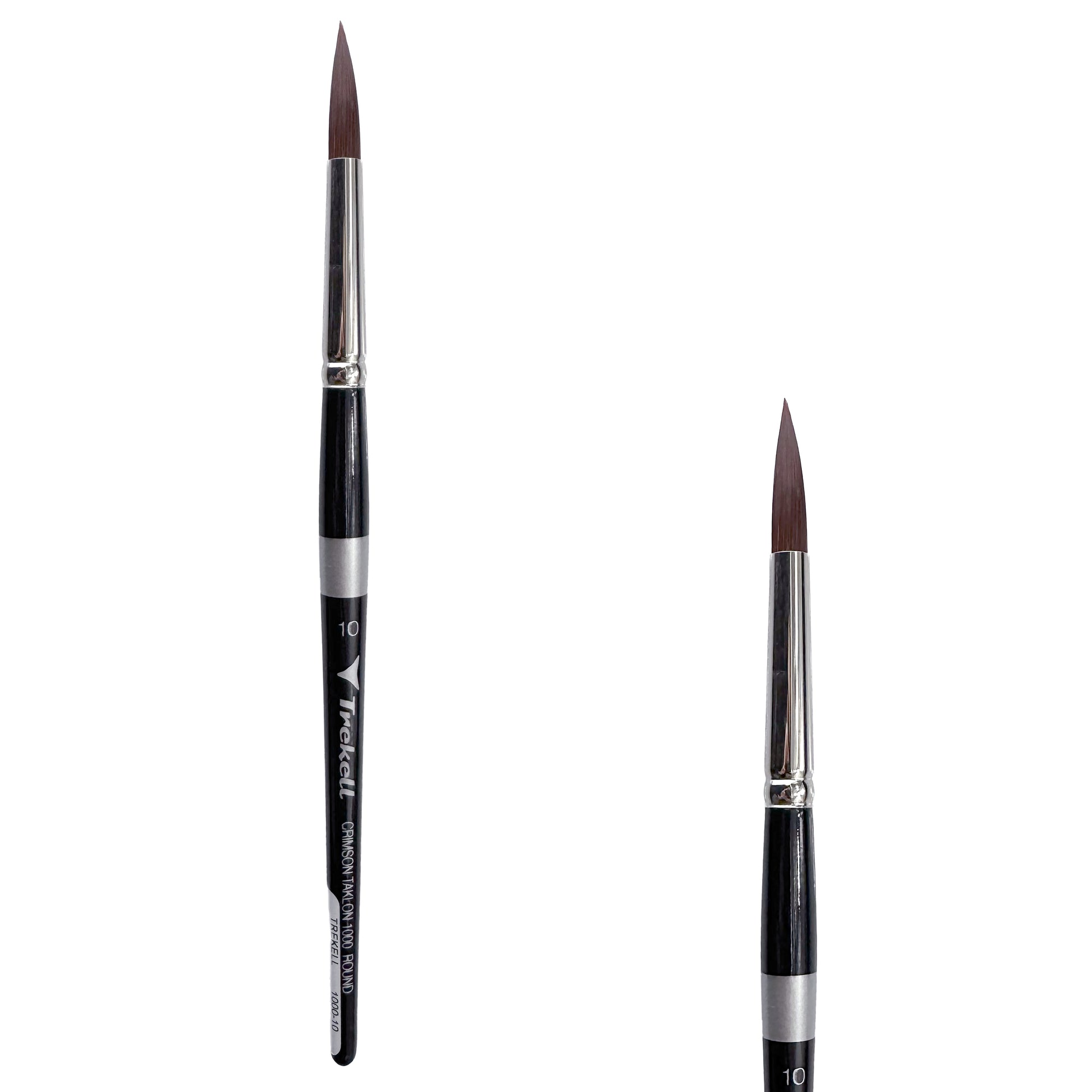 Trekell Crimson Taklon Short Handle Artist Brush, size #10 Round, ideal for Watercolor, Oil, and Acrylic Painting
