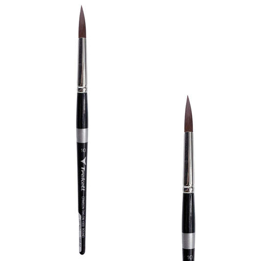 Trekell Crimson Taklon Short Handle Artist Brush, size #10 Round, ideal for Watercolor, Oil, and Acrylic Painting
