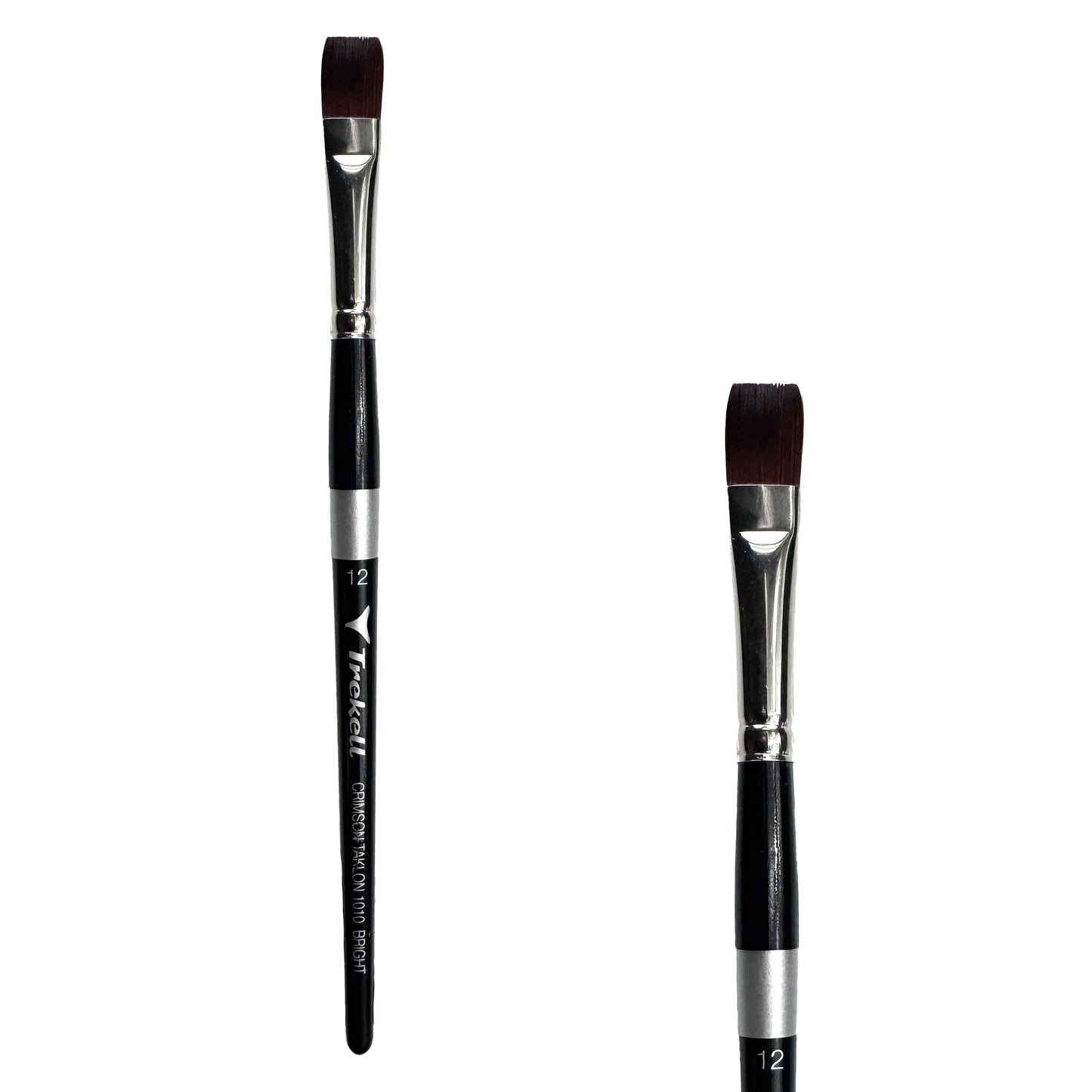 Trekell Crimson Taklon Short Handle Artist Brush, size #12 Bright, ideal for Watercolor, Oil, and Acrylic Painting