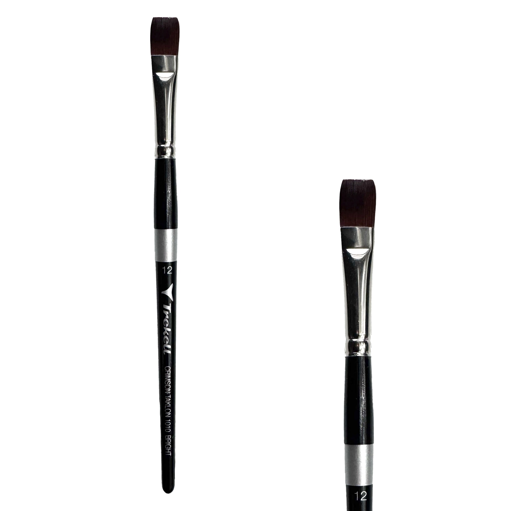 Trekell Crimson Taklon Short Handle Artist Brush, size #12 Bright, ideal for Watercolor, Oil, and Acrylic Painting