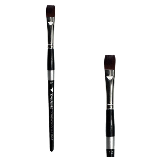 Trekell Crimson Taklon Short Handle Artist Brush, size #12 Bright, ideal for Watercolor, Oil, and Acrylic Painting