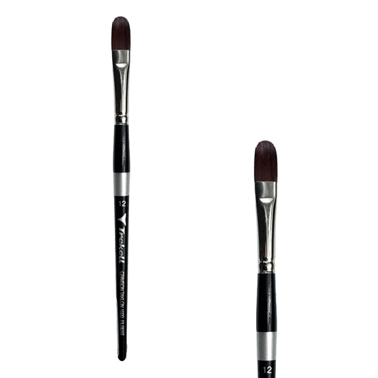 Trekell Crimson Taklon Short Handle Artist Brush, size Size #12 Filbert, ideal for Watercolor, Oil, and Acrylic Painting