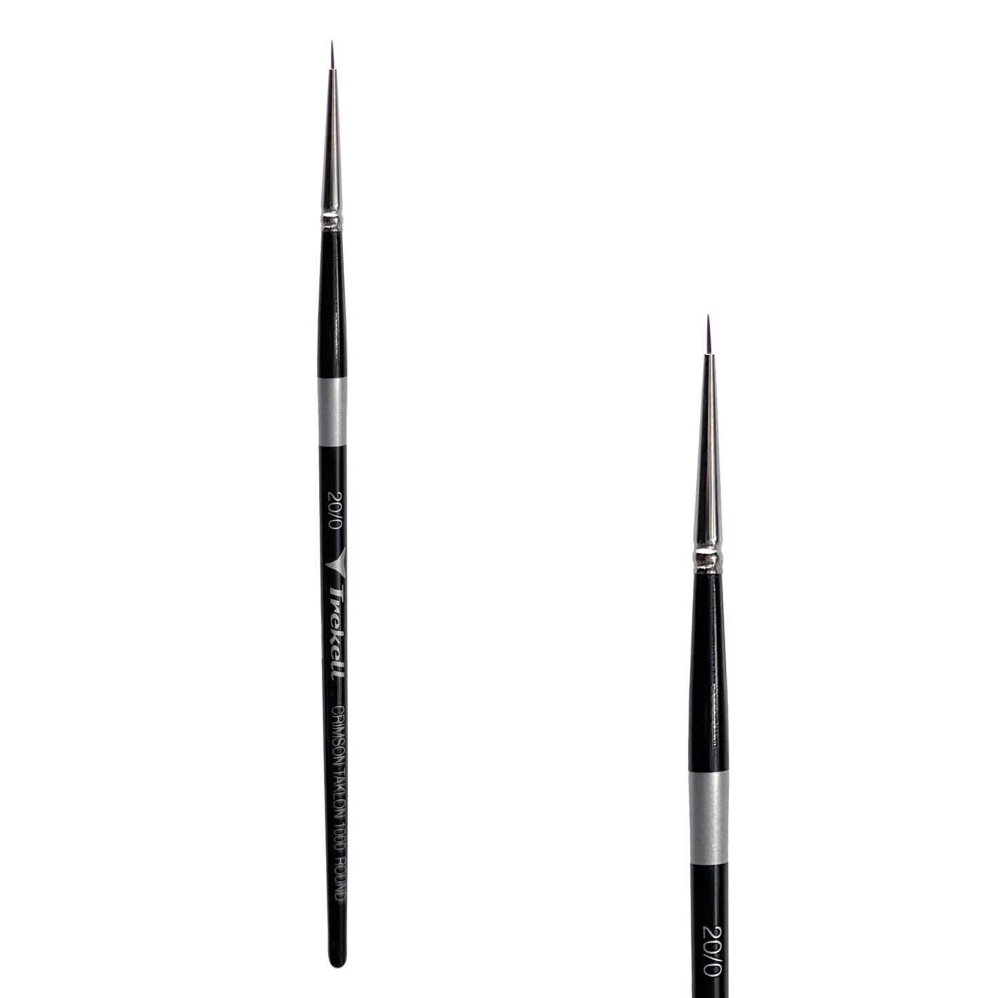 Trekell Crimson Taklon Short Handle Artist Brush, size #20/0 Round, ideal for Watercolor, Oil, and Acrylic Painting