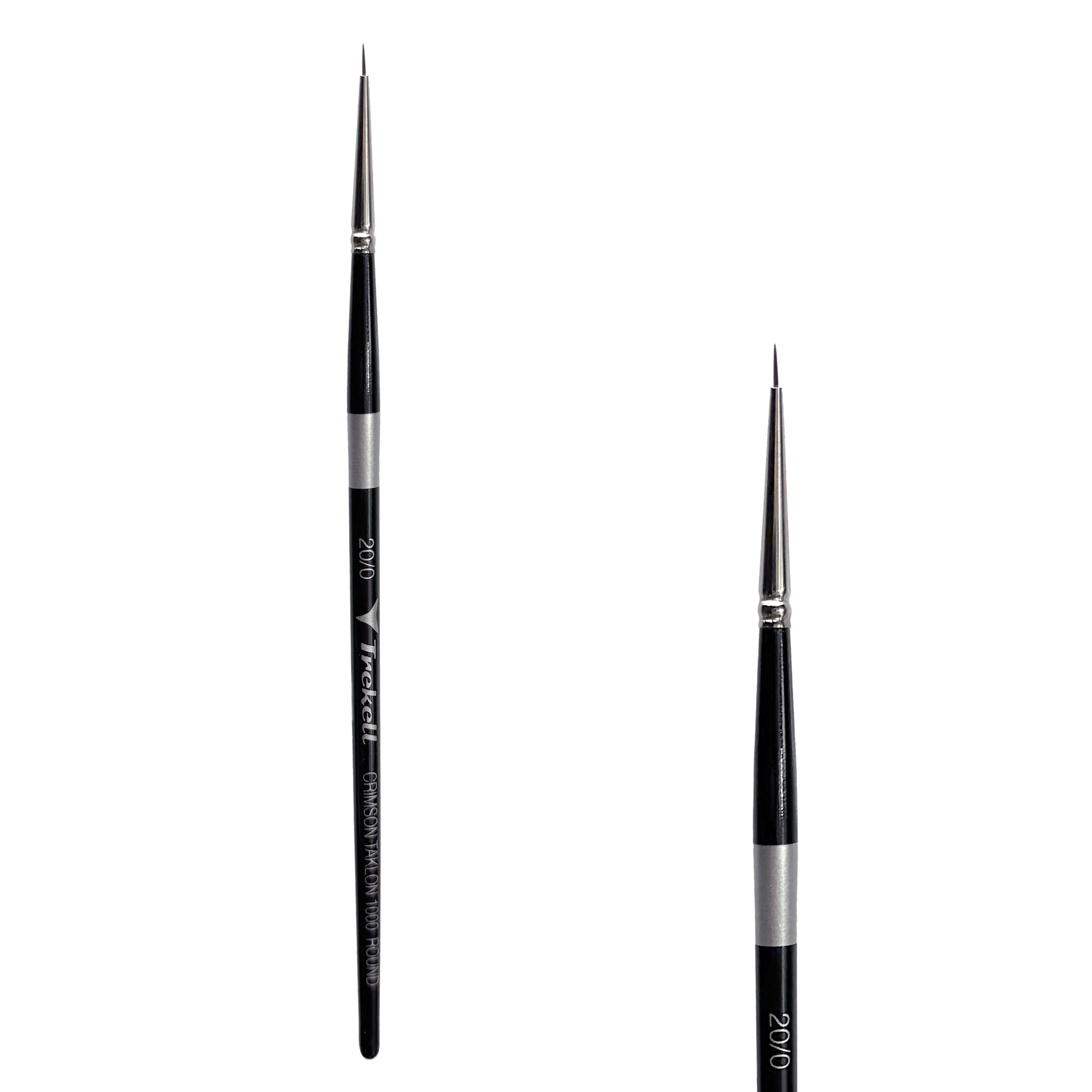 Trekell Crimson Taklon Short Handle Artist Brush, size #20/0 Round, ideal for Watercolor, Oil, and Acrylic Painting